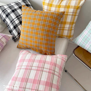 Color Check Pattern Cushion Cover