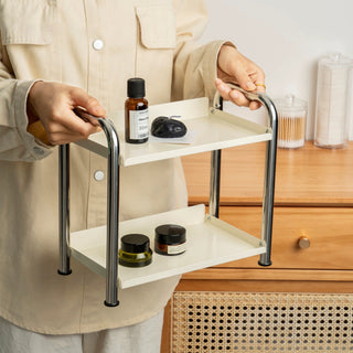 Stainless steel silver frame two-tier storage rack