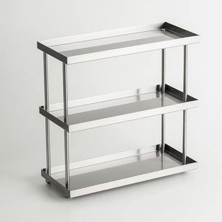 Stainless steel silver simple three-tier display rack cosmetic storage