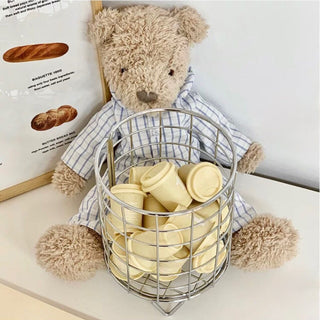 Wire storage basket with legs silver basket small item holder