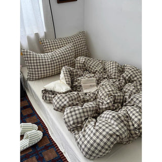 Black and Ivory Check Pattern Duvet Cover Set 2 Sizes  All Seasons