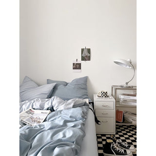 Blue Two-Tone Solid Color Duvet Cover Set