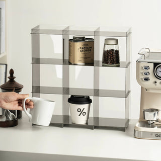 Stainless steel silver 9 compartment storage rack mug storage shelf display rack