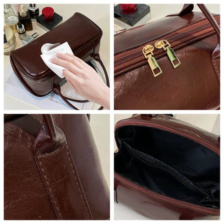 Boston Faux Leather Cosmetic Storage Pouch  Travel Pouch Bag