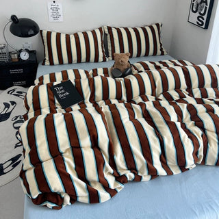 Blue Mix Wide Stripe Winter Duvet Cover Set