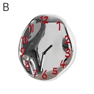Silver Ceramic 3D Dial Round Clock  Wall Clock