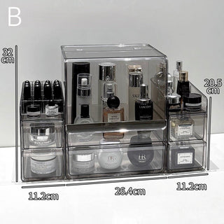 Piece Set Clear Silver Large Capacity Cosmetic Storage Box