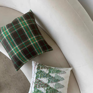 Green tartan check pattern cushion cover 45x45