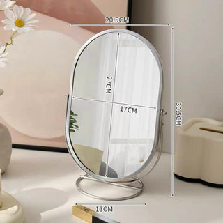 Adjustable Angle Oval Tabletop Mirror Mirror with Stand
