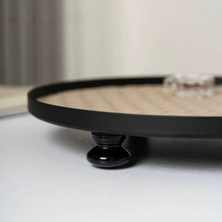 Iron Braided Leather Big Round Tray