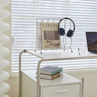 Iron Legged Wire Wave Magazine Rack Storage Silver