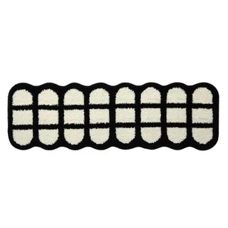White Black Grid Long Rug Mat Absorbent 50 x 160 cm Kitchen Mat