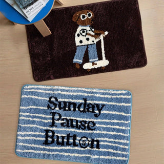 Kickboard Dog Message Entrance Mat  40x60cm Dachshund Rug Washable