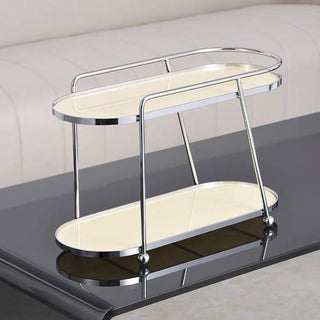 Silver Frame Oval Two-Tier Storage Rack