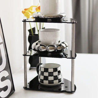 Cheese-themed perforated three-tiered corner rack   Cosmetic storage