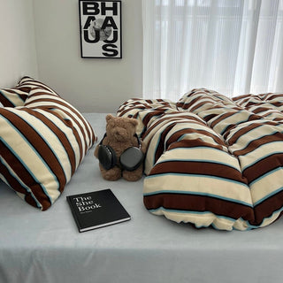 Blue Mix Wide Stripe Winter Duvet Cover Set