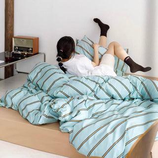 Blue Pin Stripe Duvet Cover Set