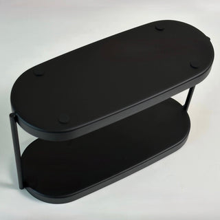 Iron Leather Oval Large Two-Tier Tray  Storage Rack