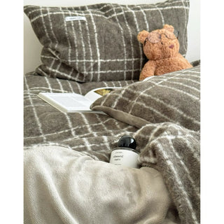 Khaki Retro Check Pattern Duvet Cover Set 2 Sizes  Winter Thick Bed Cover Bedding Cover
