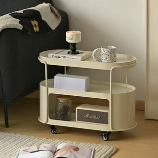 Castered Oval Iron Open Storage Side Table
