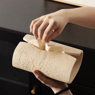 Travertine-style tissue casein  resin tissue box