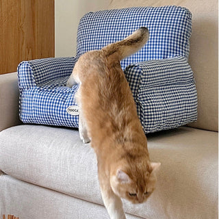 Checkered pattern small pet sofa for dogs and cats pet bed pet supplies pet cushion washable.