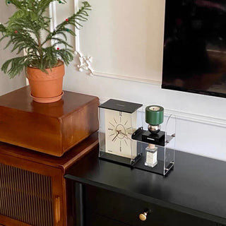 Storage rack included Acrylic clear monochrome clock  Table clock