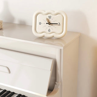 Cream Color Chubby Horizontal Wave Clock Table Clock