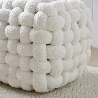 Boucle knitted stool white dresser chair ottoman