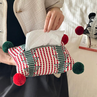 PomPom Mix Color Knit Tissue Case Cover