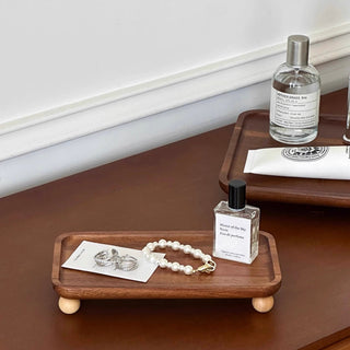 Legged Acacia Wood Rectangular Tray 2 Sizes  Accessory Tray