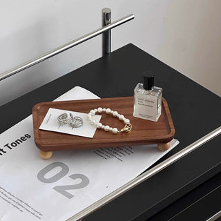 Legged Acacia Wood Rectangular Tray 2 Sizes  Accessory Tray