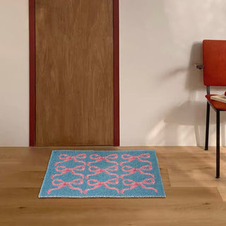 Romantic Pink Ribbon Pattern Entrance Mat 50x80cm Mud Removal