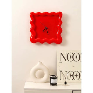 Puffy Frame Square Wave Clock  Wall Clock
