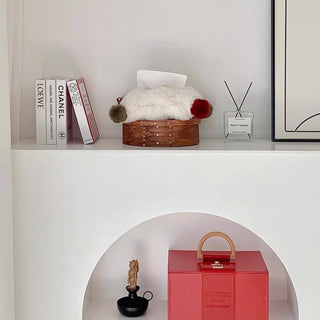 PomPom Faux Fur Tissue Case   Hanging Cover