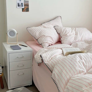 Stitch Color Stripe Cotton Duvet Cover Set