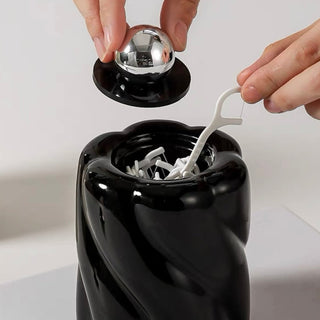 Ball-shaped Ceramic Twist Brush Stand with Lidin  Small Item Storage Box