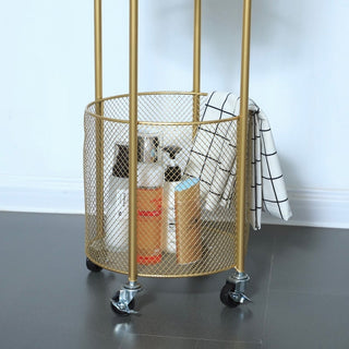 tier laundry basket with casters storage cart