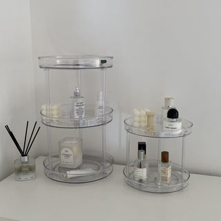 Clear Acrylic Rotating Three-Tier Rack Cosmetic Storage Tray