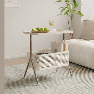 Stainless steel frame basket storage side table