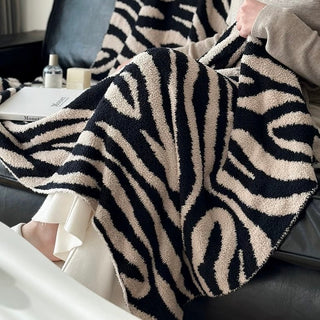 Zebra print large blanket 140 x 180 cm lap blanket knit