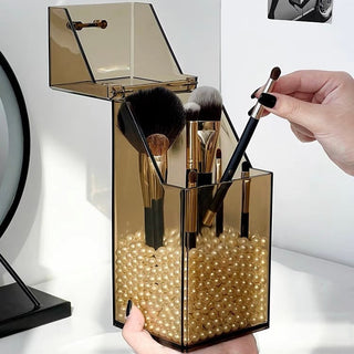 Clear Color Pearl Brush Stand  Storage Box
