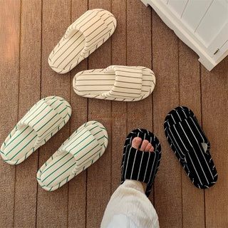 Striped Open Toe Soft Room Shoes  Indoor Slippers