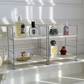 Desktop Two-Tier Storage Rack 2 Types  White