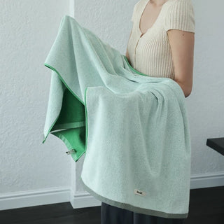 Two-tone solid color bath towel 100% combed cotton absorbent large size towel blanket