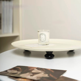 Legged Monotone Large Iron Round Tray  Cosmetic Storage