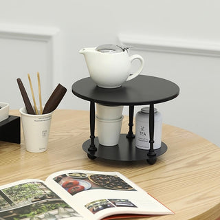 Two-tiered iron round display rackin  storage