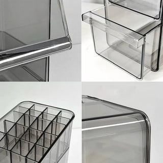 Piece Set Clear Silver Large Capacity Cosmetic Storage Box