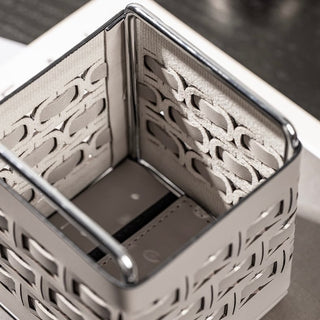 Braided Geometric Pattern Leather Brush Stand  Storage Tray