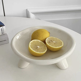 Footed Ceramic Round Tray  Plate